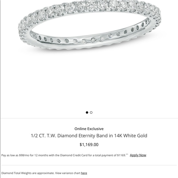 1 (ONE) Sparkly Zales Eternity Band ✨✨ - Picture 6 of 10